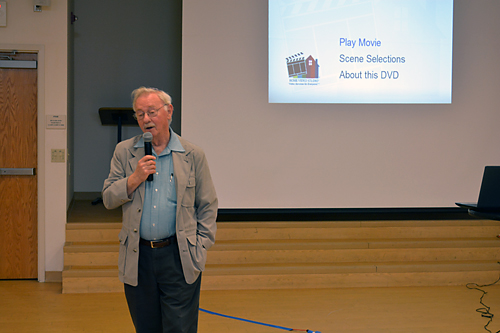 Dr. Henry Fenichel began his talk and introduced a film, "Transport 222" which was about the event that saved his life.