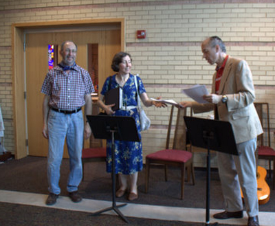 Rabbi Barnard with Claire Lee and Douglas Mossman.